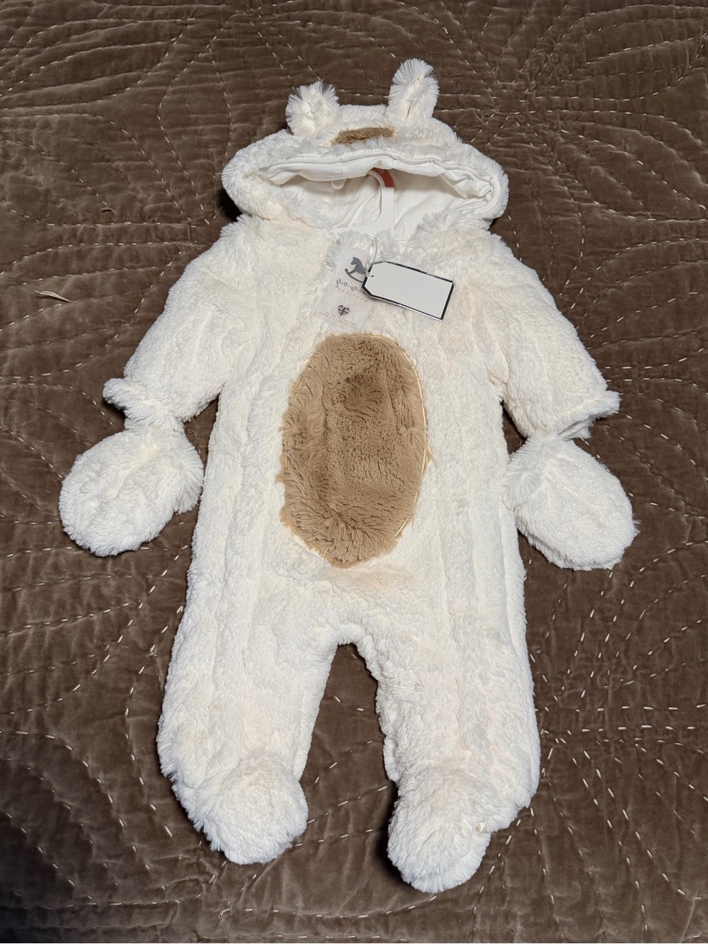Rock-A-Bye Baby Boutique White Bear Pramsuit